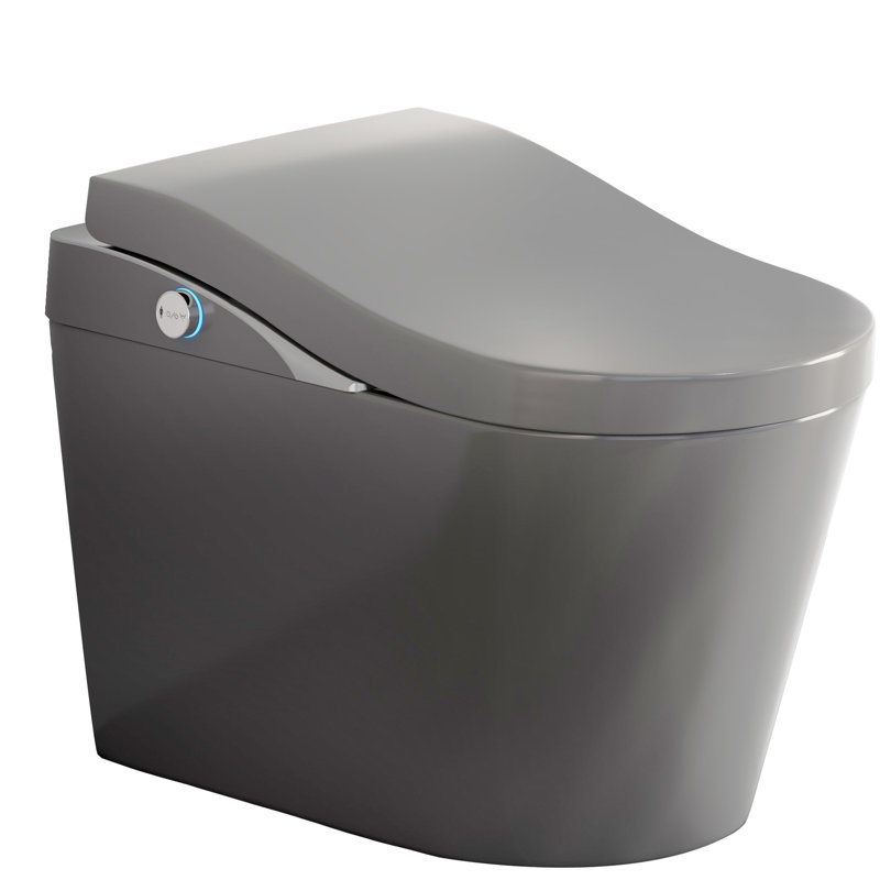 Smart Modern Bidet Toilet With Auto Flush, Foot Sensor, Heated Seat, Warm Air Dryer, Foam Technology, And Adjustable Nozzle Positions - Matte Grey, Siphonic Jet Flushing Bidet, Dry, , Water