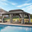 Pavillon de jardin à toit rigide avec structure en aluminium et double toit en acier galvanisé-131222995