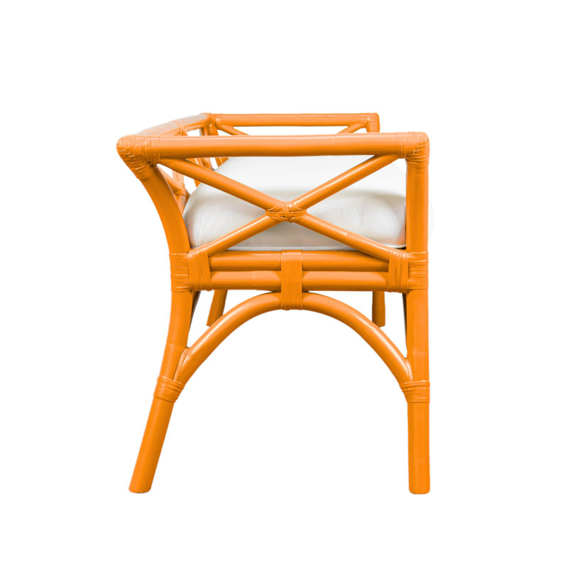 Wicker Bench, Citrus Orange