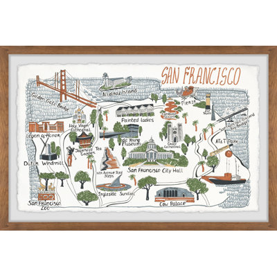«Illustrated Map Of San Francisco II», reproduction d'art sur papier