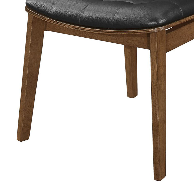 Chaise d'appoint capitonnée noire et noyer Kellem