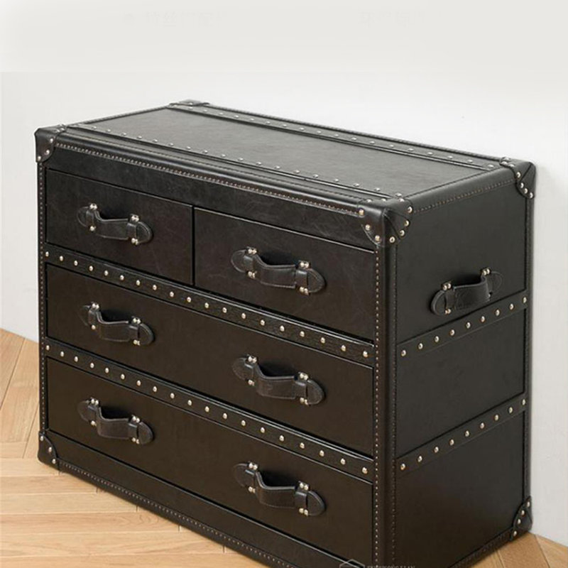 Commode d'appoint vintage en similicuir
