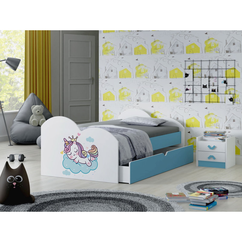 Humfleet European Toddler (80 X 160cm) Cabin Bed Themed Beds with Storage Included, Light Blue