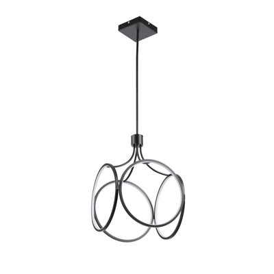 Retro Led Integrated Black Geometric Cage Pendant Light