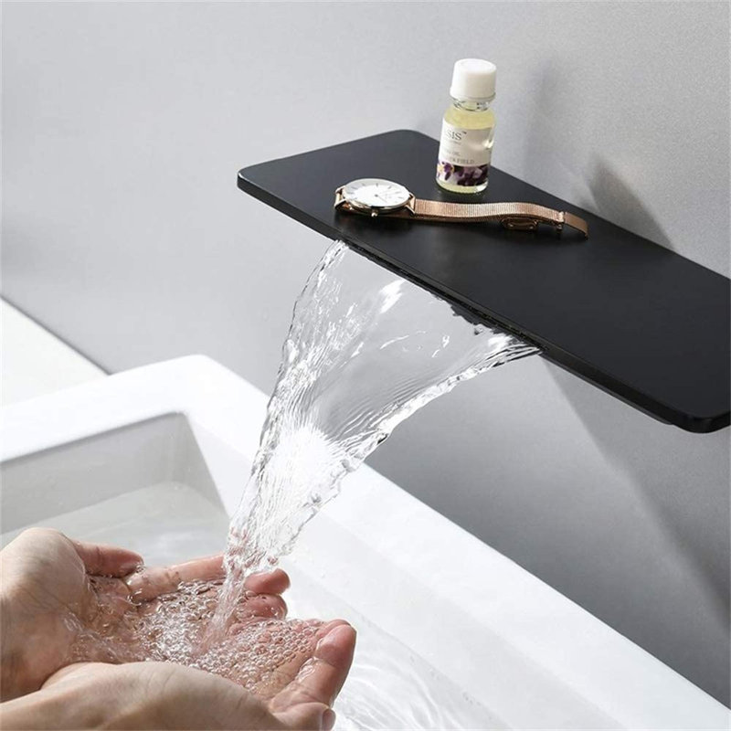 Robinet cascade de lavabo de salle de bain, Noir mat