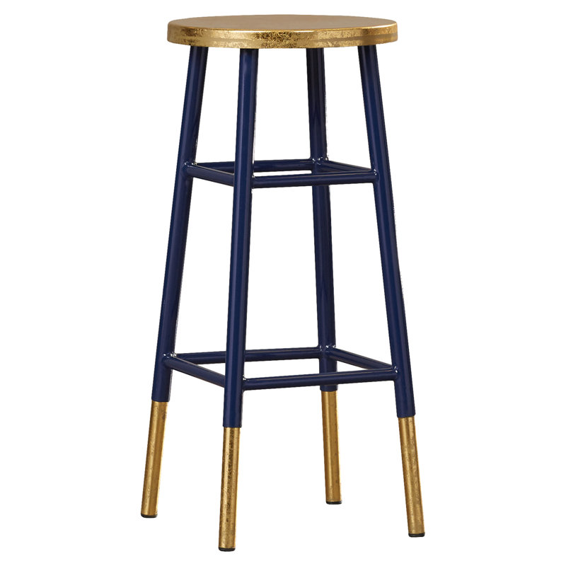 Worcester Counter Stool with Metal Frame, Navy/Gold