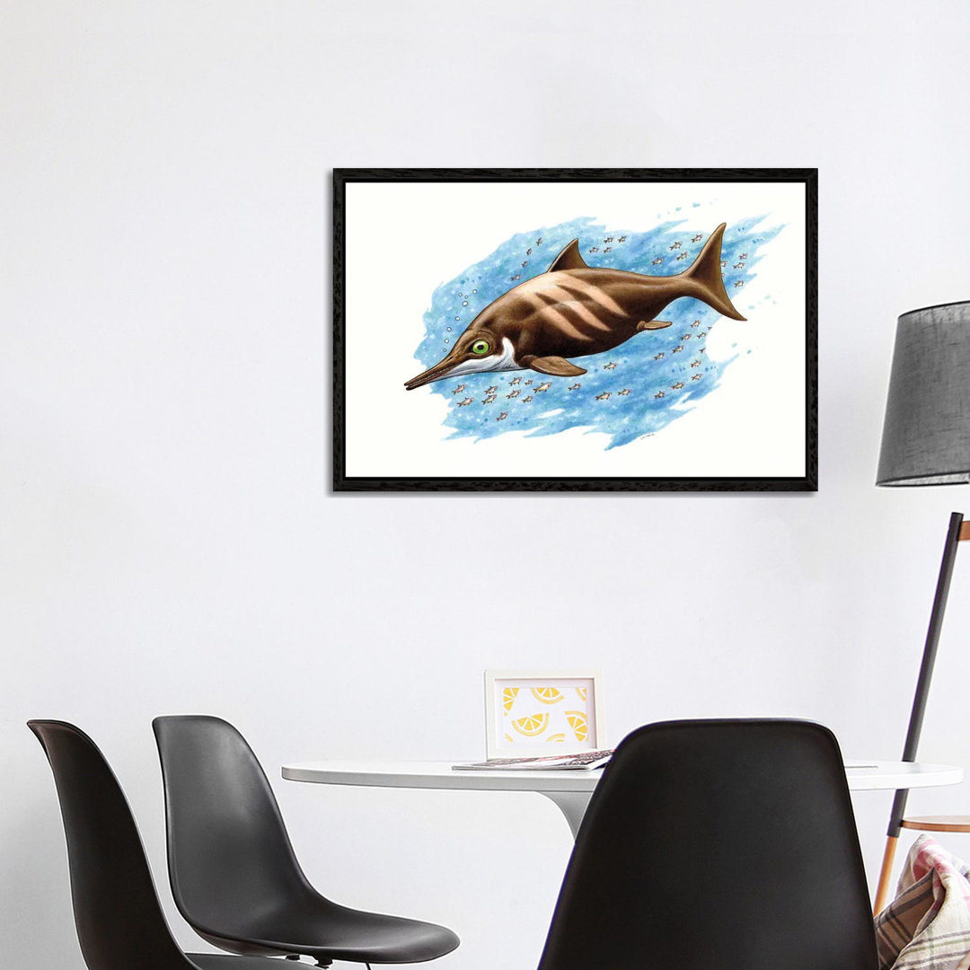 Ichthyosaurus auf weißem Hintergrund von Esther Van Hulsen - Galerie-verpackte Leinwand Giclée