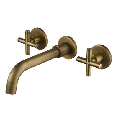 Double Cross Handles Wall Mounted Bathroom Faucet
