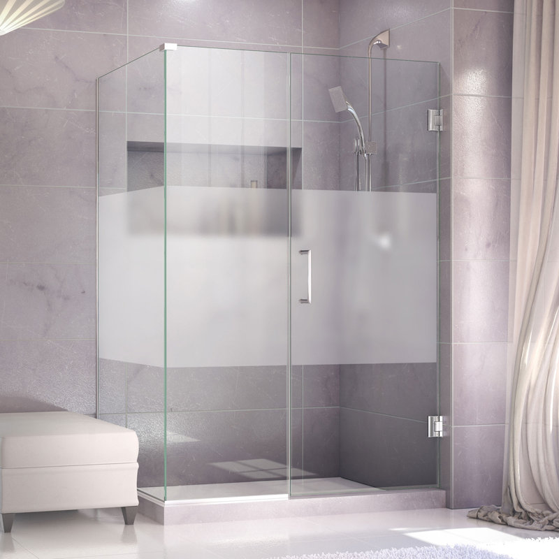 Cabine de douche rectangulaire sans cadre l 49,5 "x P 30,38" x H 72 "Unidoor Plus, Chrome