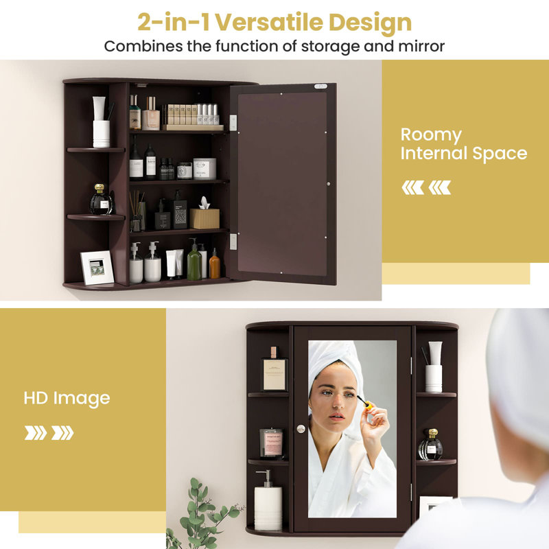65mm W 64mm H Wall Mounted Required Medicine Cabinet Mirror