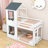 Twin Over Twin Bunk Bed With Safety Features And Roof-264706866