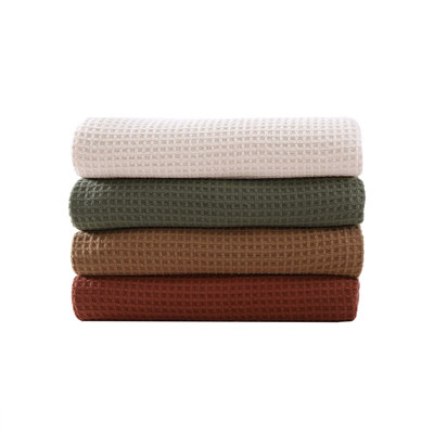 Eddie Bauer Solid Waffle Cotton Reversible Blanket