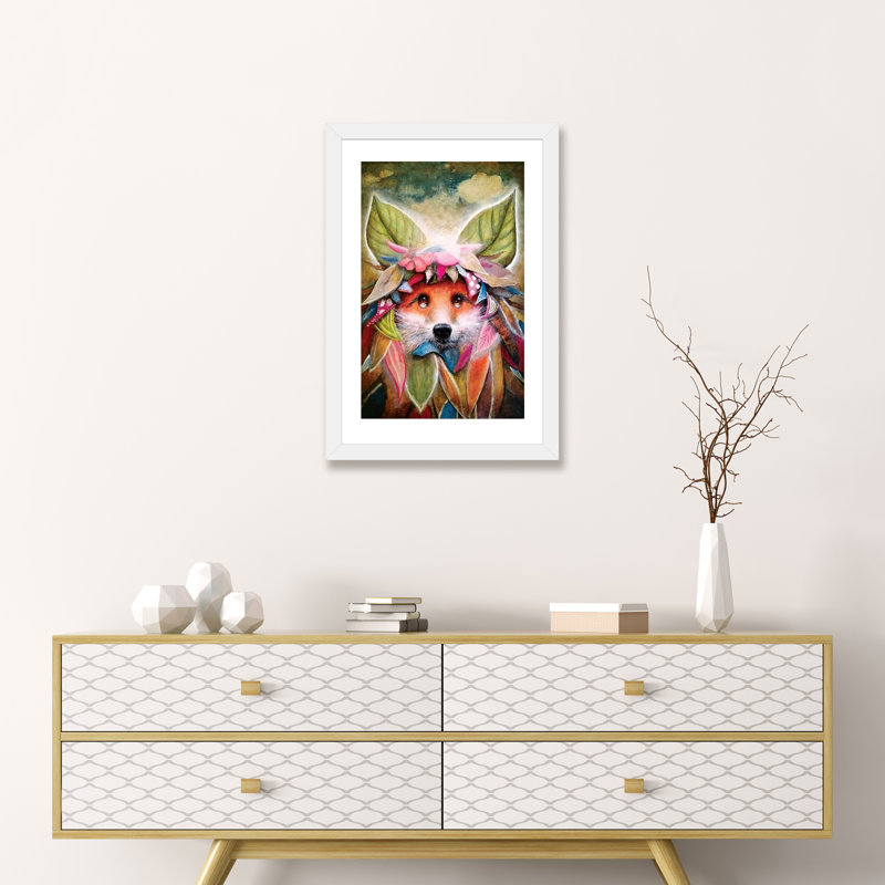 Flora par Scott Mills - impression d'art graphique, H 24 po x l 16 po x P 1 po, Papier encadré blanc, Blanc