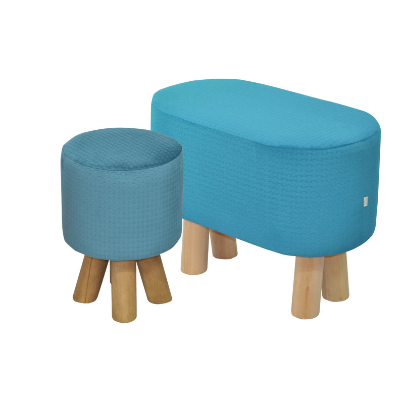 Kivi Polyester Blend Upholstered Bench, Blue