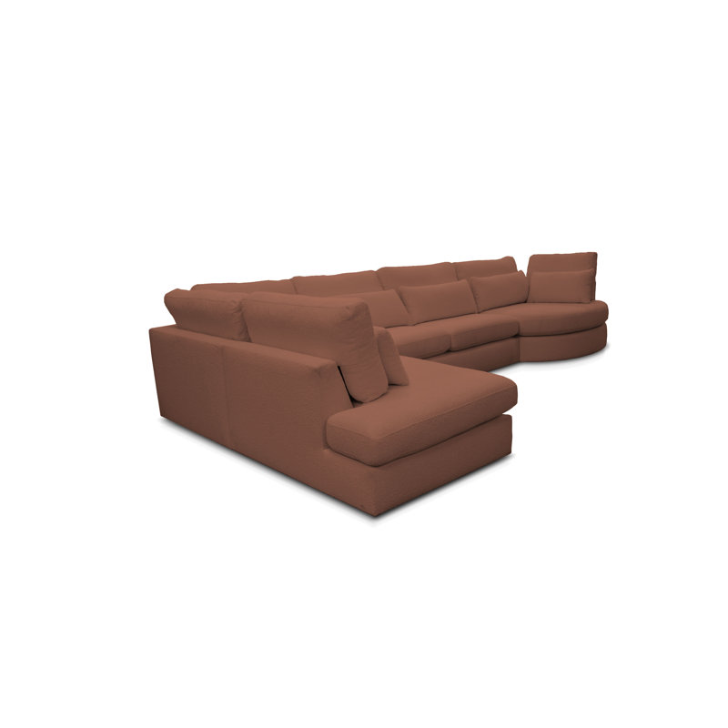 6 Seater Corner Sofa , Right Hand Facing, Orange