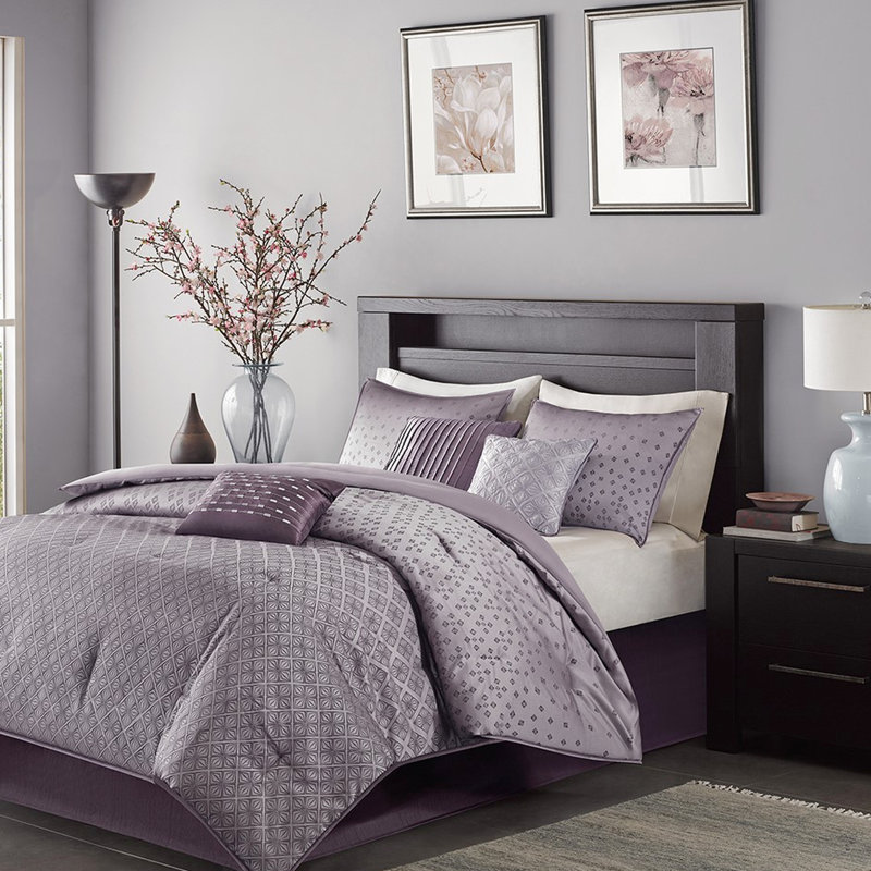 Édredon à paillettes, mauve, 7 pièces, mauve très grand - charme, Mauve, Très grand avec 6 pièces supplémentaires