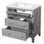 Meuble-lavabo gris rétro avec lavabo en céramique, structure en bois massif, 3 tiroirs, conception classique, solution de rangement polyvalente, structure, haute qualité, style élégant, fermeture en douceur réglable