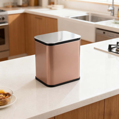 Stainless Stee 1.3 Gallon/5L Hanging Trash Can with Lid and Inner Bucket for Countertop or Under Sink, Bathroom, Bedroom, Cupboard