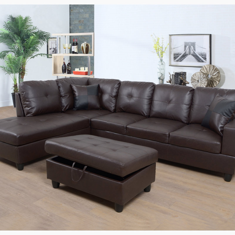 Canapé modulaire en cuir 3 pièces Kertu