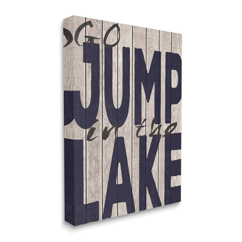 "Go Jump In The Lake Country", art mural sur toile tendue bleu marine, H 20 po x l 16 po, Toile tendue