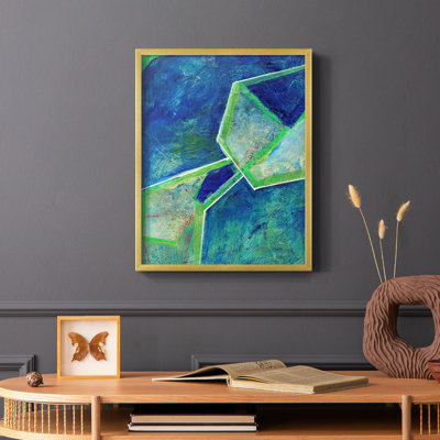 «Geometric in Cool III», reproduction encadrée - bois massif