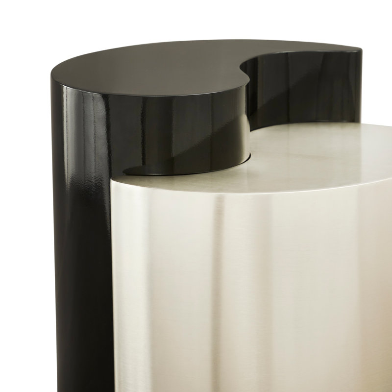 Table de bout contemporaine, table de bout en fer, Noir / argenté