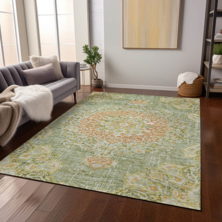 Machine Washable Indoor/Outdoor Claudian ACN1236 Aloe Rug