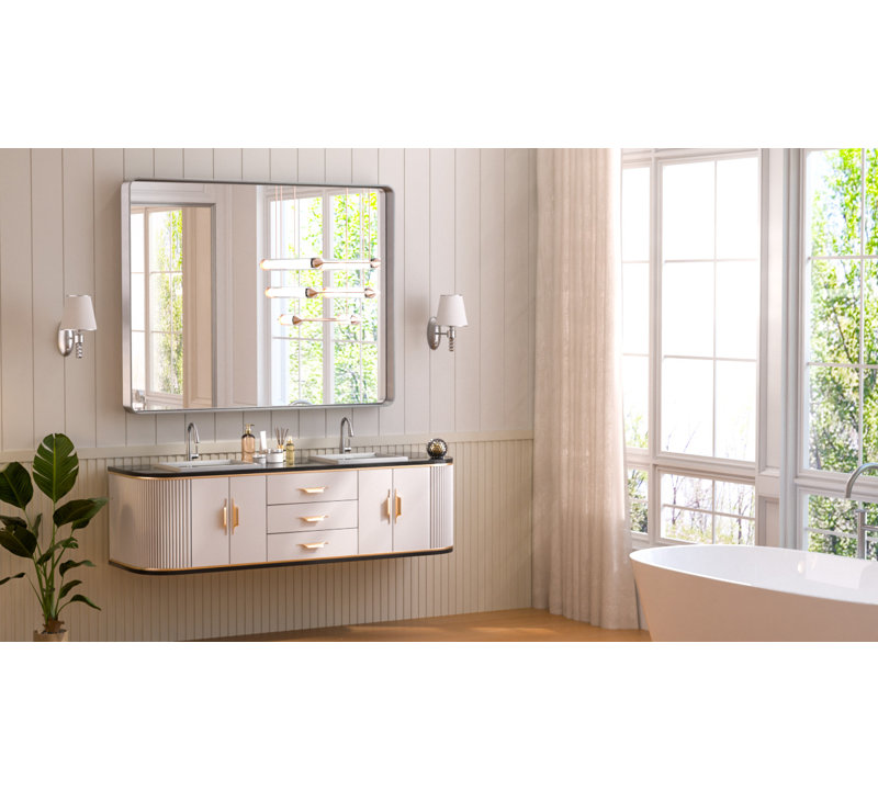 Miroir d'appoint Tyro, Argent, 42 po x 36 po, Rectangulaire