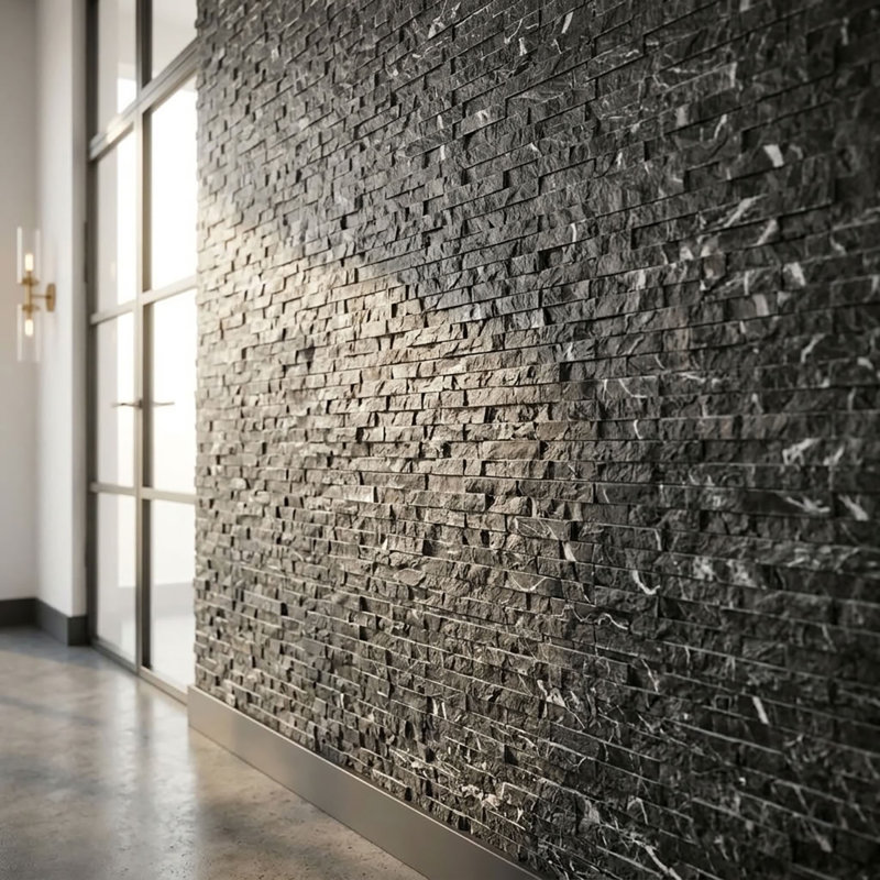 Nero Marquina Splitface Prague Marble Mosaic