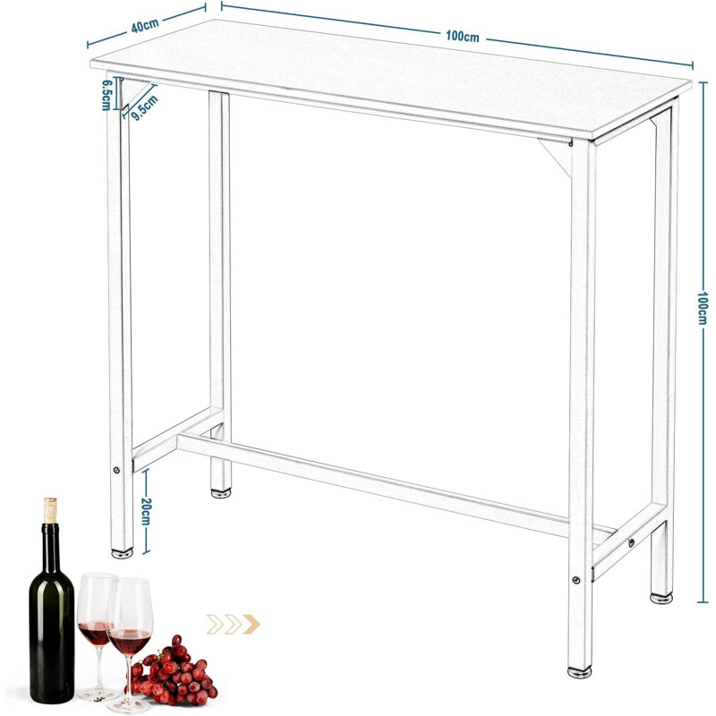 Nettgen Metal Base Dining Table, White, 100cm H x 100cm L x 40cm W