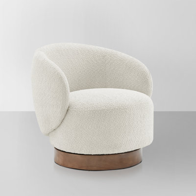 Modern Swivel Barrel Chairs With Wood Base