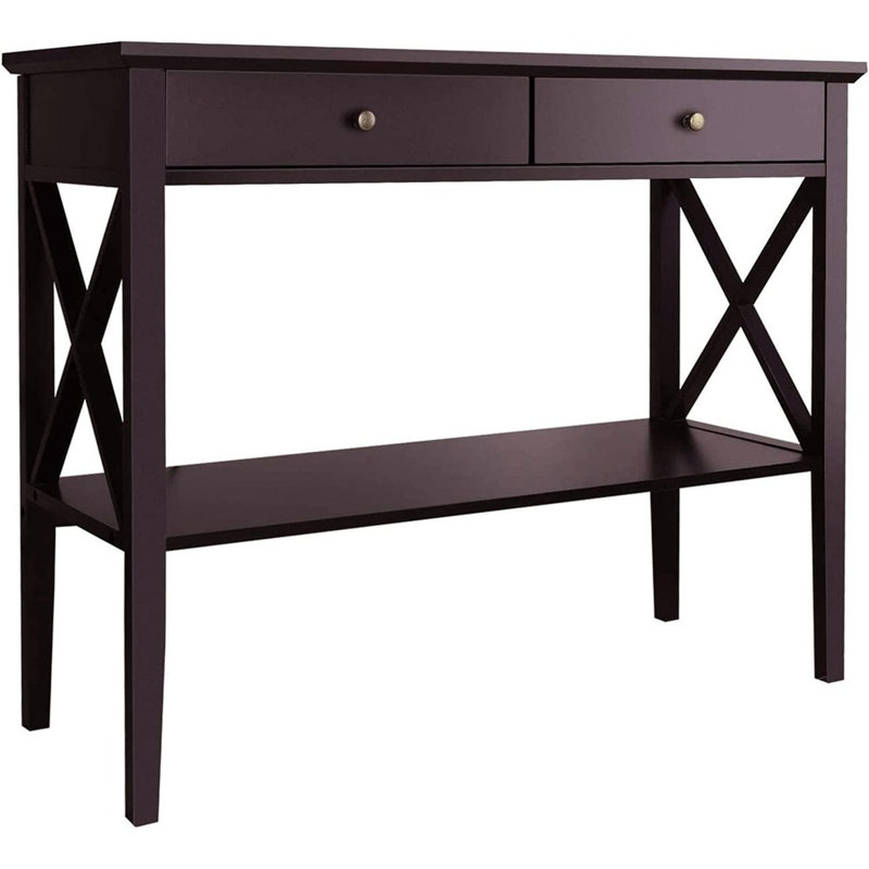 Console avec tiroirs, tabouret d'appoint en bois