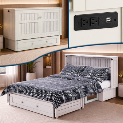 Lit escamotable Daisy de Night & Day Furniture avec matelas en mousse mémoire de 15 cm (6 po), format Queen, blanc