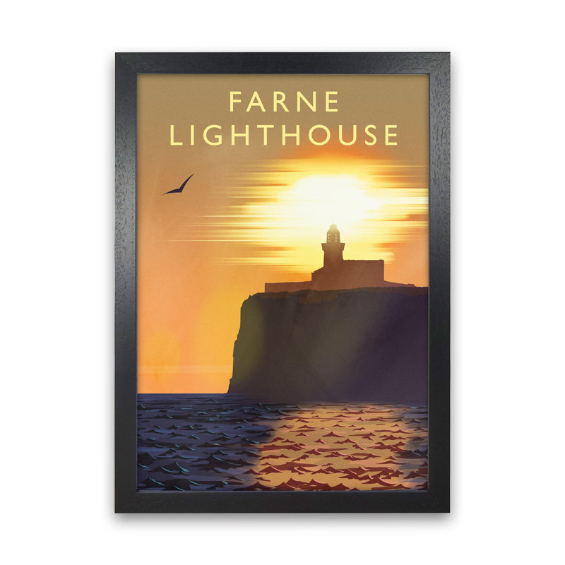 Farne Lighthouse Portrait by Richard O'Neill - Print, Black Framed, 63cm H x 46cm W x 3cm D