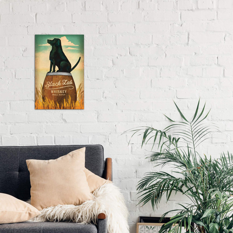 Black Lab Whiskey by Ryan Fowler - Wrapped Canvas Painting, 66.04 cm H x 45.72 cm W x 3.175 cm D
