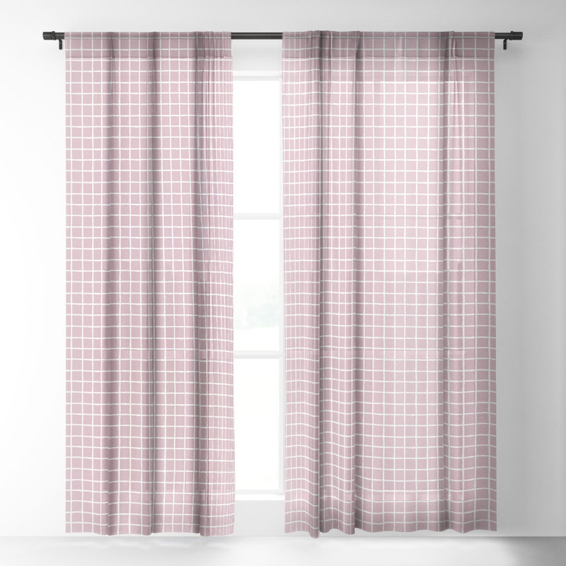 Brylen Sheer Curtain Pair, 50" W x 63" L, Pink Flare