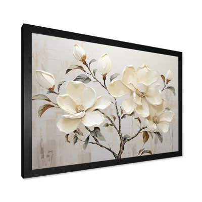 Fleur de magnolia beige et vert - art mural Magnolias