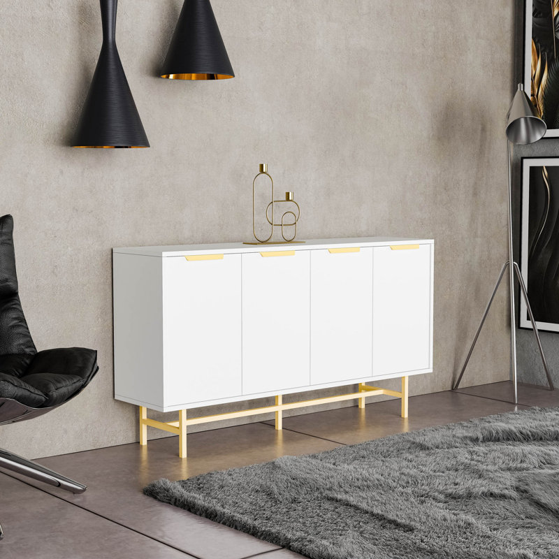 Covedale 144cm Console Table, White/Gold