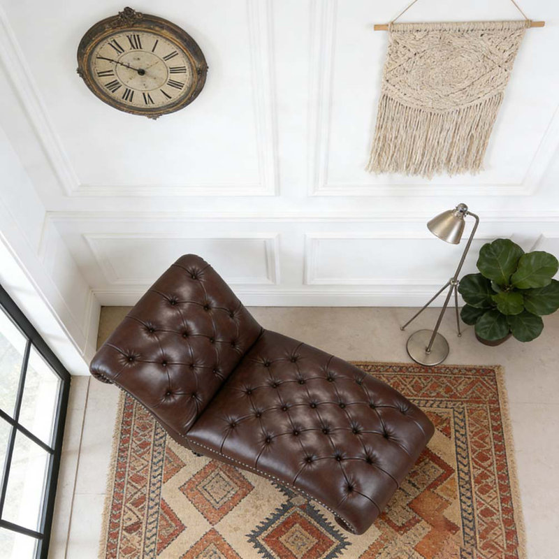 Chaise longue sans accoudoirs, Marron foncé