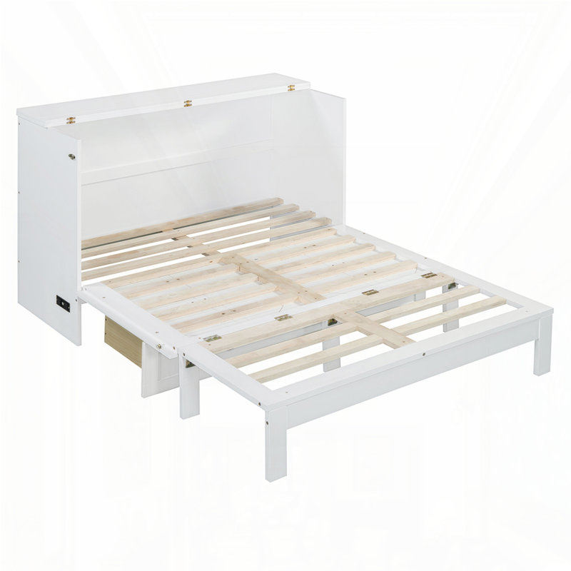 Lit escamotable avec tiroirs Murphy, Double, Blanc