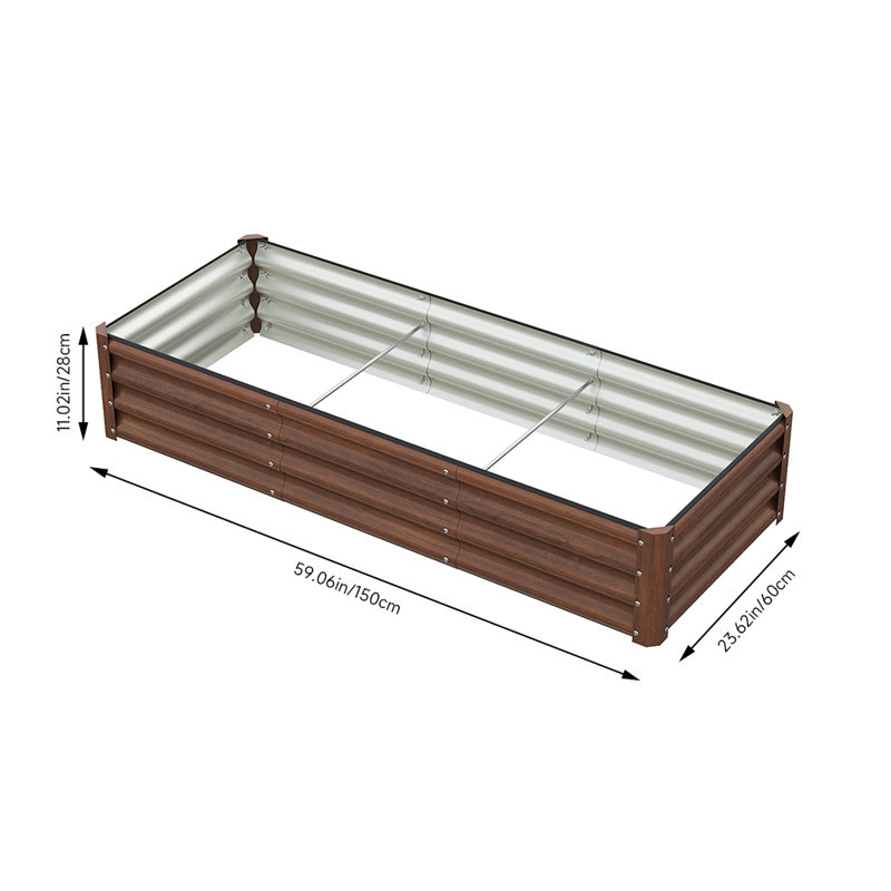 Raised Garden Bed, Brown, 28cm H x 150cm W x 60cm D