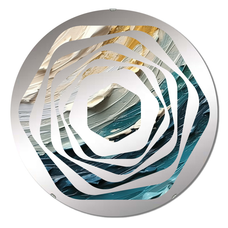 Miroir décoratif bleu sarcelle crème et surréaliste II - Amorphe, 23,6 po x 23,6 po