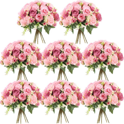 Ensemble de bouquet de pivoines artificielles rouges 8 paquets