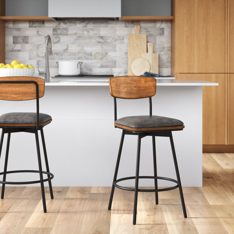 Avriel 27'' Swivel Counter Stool, 2, Counter Stool (26.5” Seat Height), Stone Gray