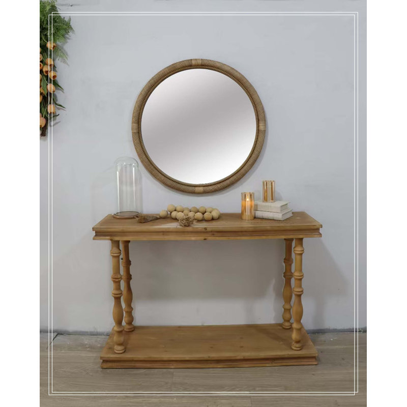 Miroir rond en rotin 31,9 po