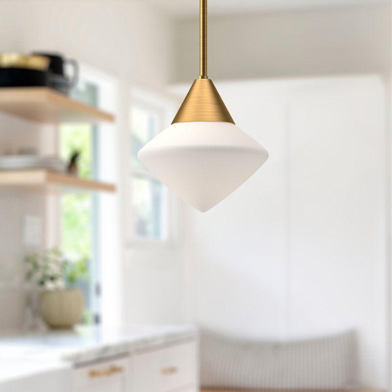 Luminaire suspendu étoile unique à 1 lumière Orrin, Doré vieilli, H 73,13 po x l 8 po x P 8 po