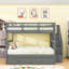 Lit superposé double au-dessus de double avec lit gigogne simple et rangement, peut être divisé en 2 lits individuels-379123641