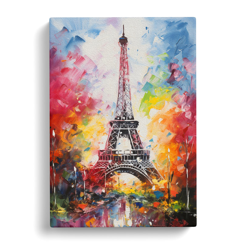 Eiffel Tower Gestural No.3 - Wrapped Canvas Print, 60cm H x 40cm W x 3cm D