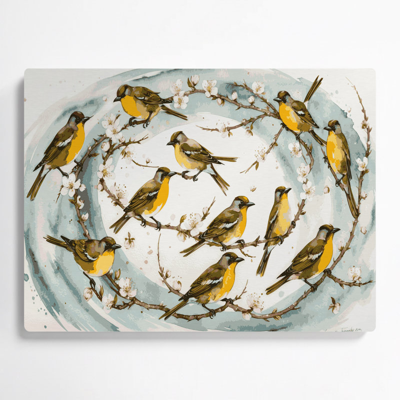 Oiseaux, art mural en métal blanc, H 144 po x l 216 po x P 0,05 po