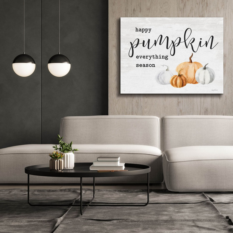  «Happy Pumpkin Everything Season», art mural sur toile avec lettres et lignes, 54 po x 40 po